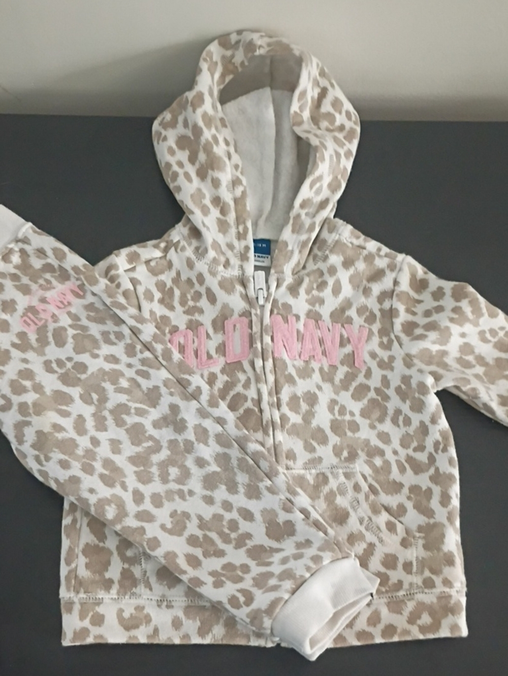 Old Navy Toddler Girl Leopard Print Logo Hoodie & Pants Sweatsuit Set